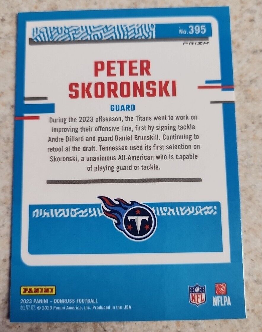 2023 Donruss Rated Rookie Optic Preview Pink Prizm Peter Skoronski #395 RC