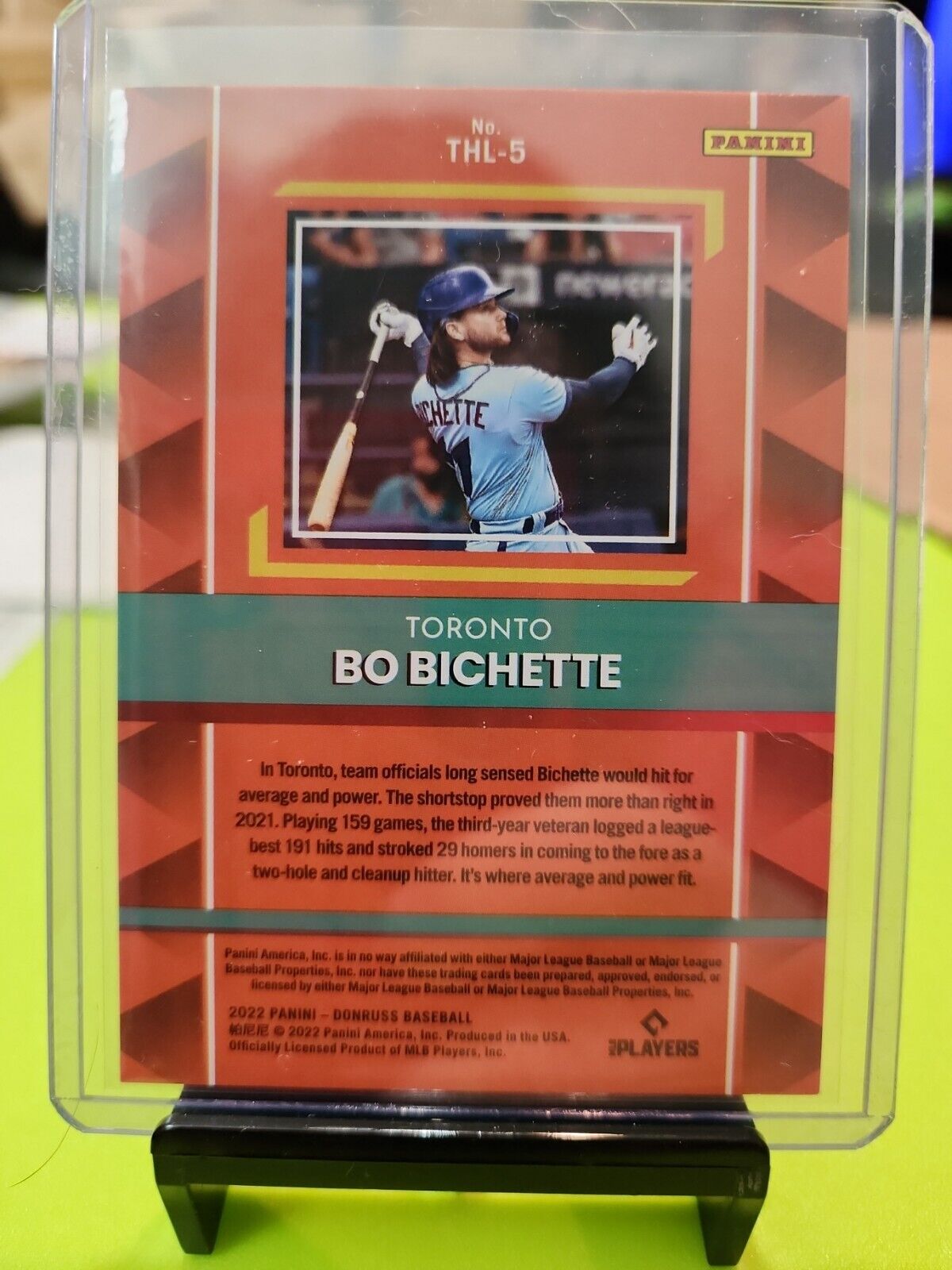 2022 Donruss Baseball Bo Bichette The Hit List Rapture #THL-5 Blue Jays