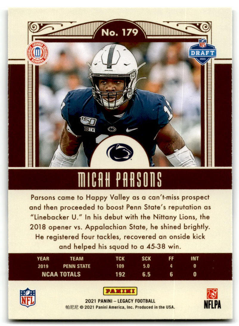 2021 Panini Legacy #179 Micah Parsons NM