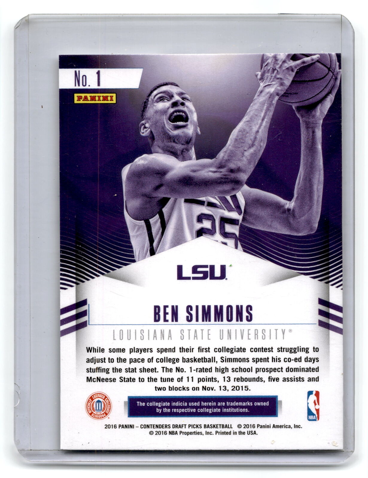 2016 Panini Contenders Draft Picks #1 Ben Simmons Class Reunion NM