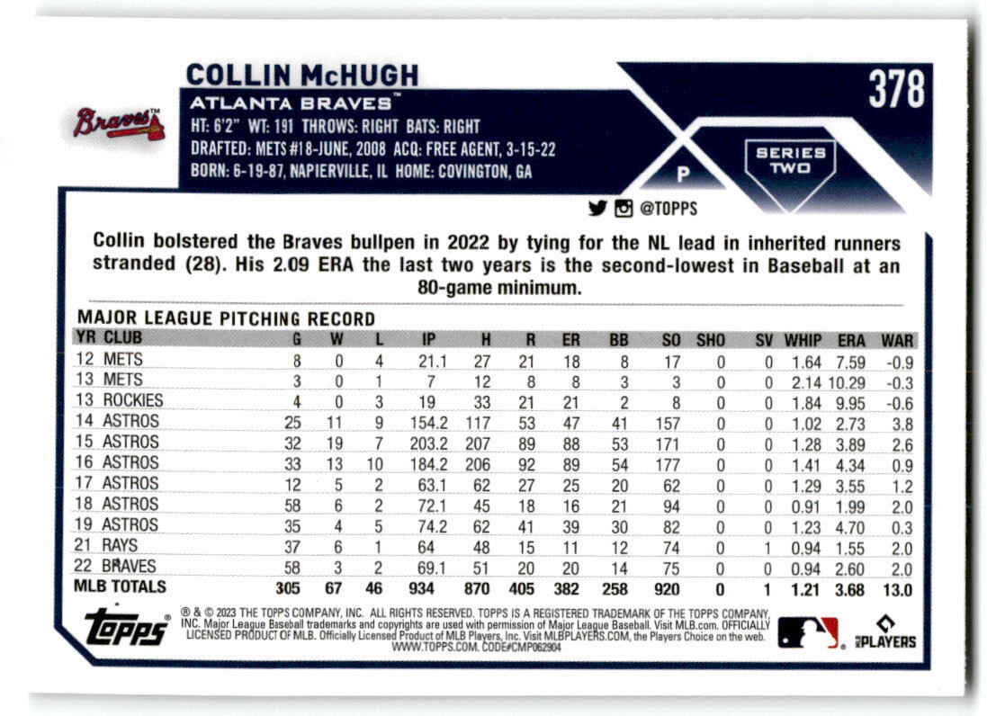 2023 Topps #378 Collin McHugh NM