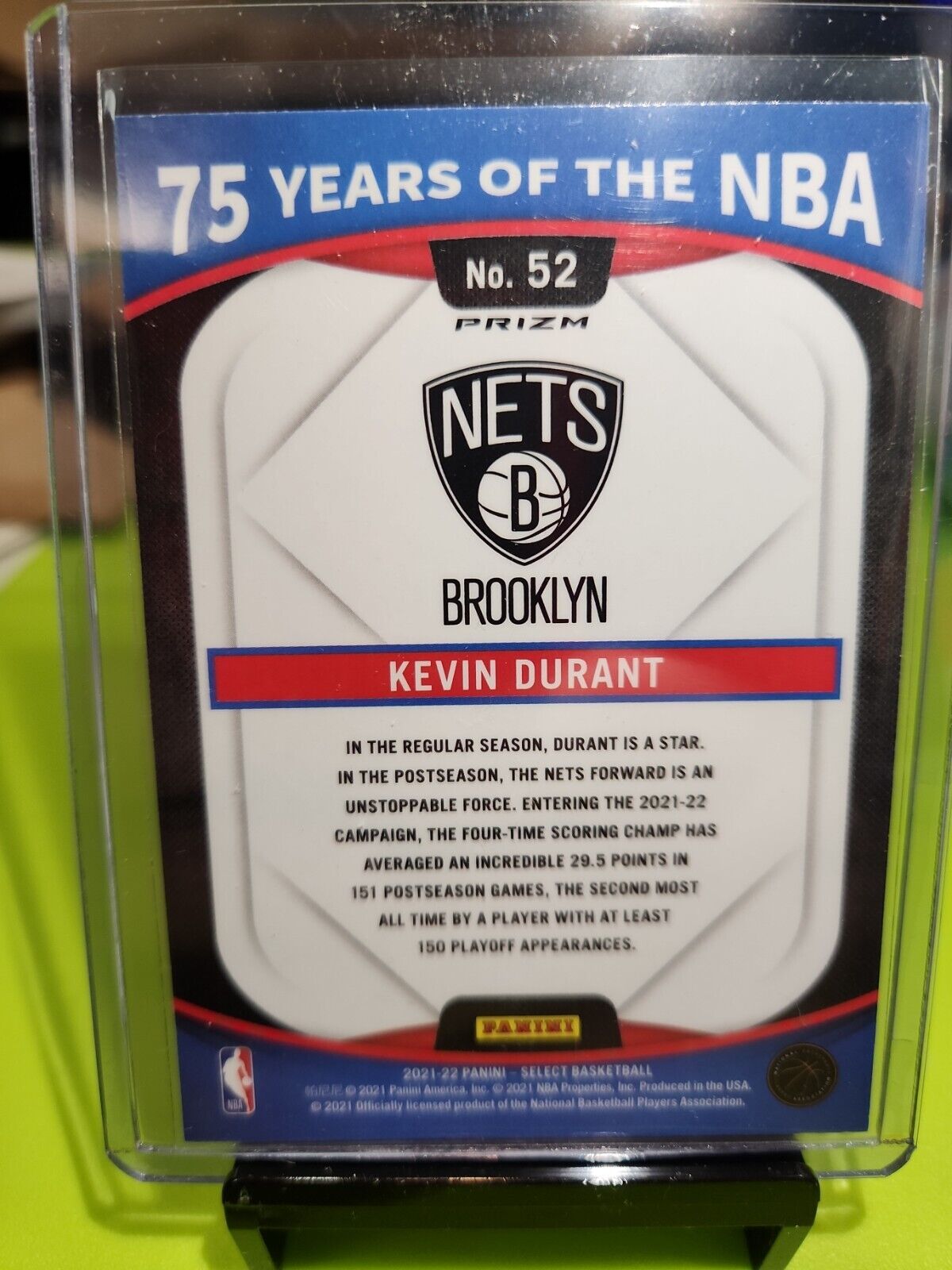 Kevin Durant 2021-22 Select 75 Years of the NBA Silver Prizm #52 Brooklyn Nets