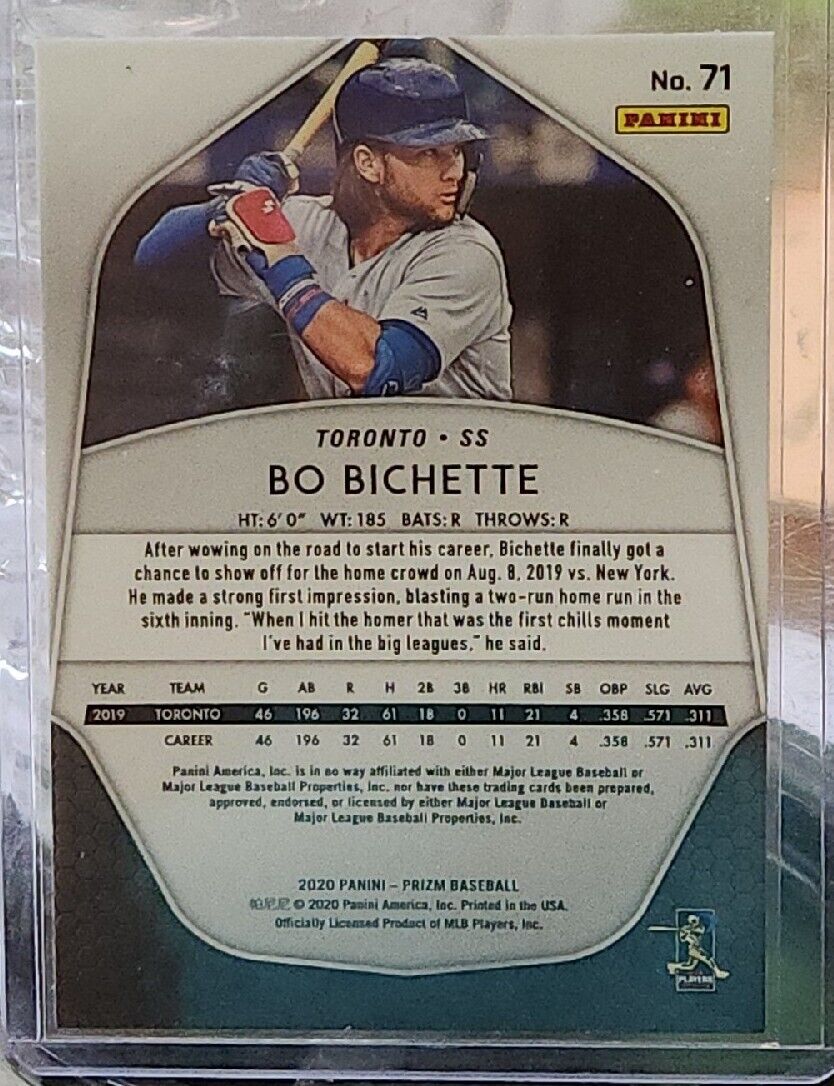 2020 Prizm Baseball Bo Bichette RC #71 Toronto Blue Jays Rookie