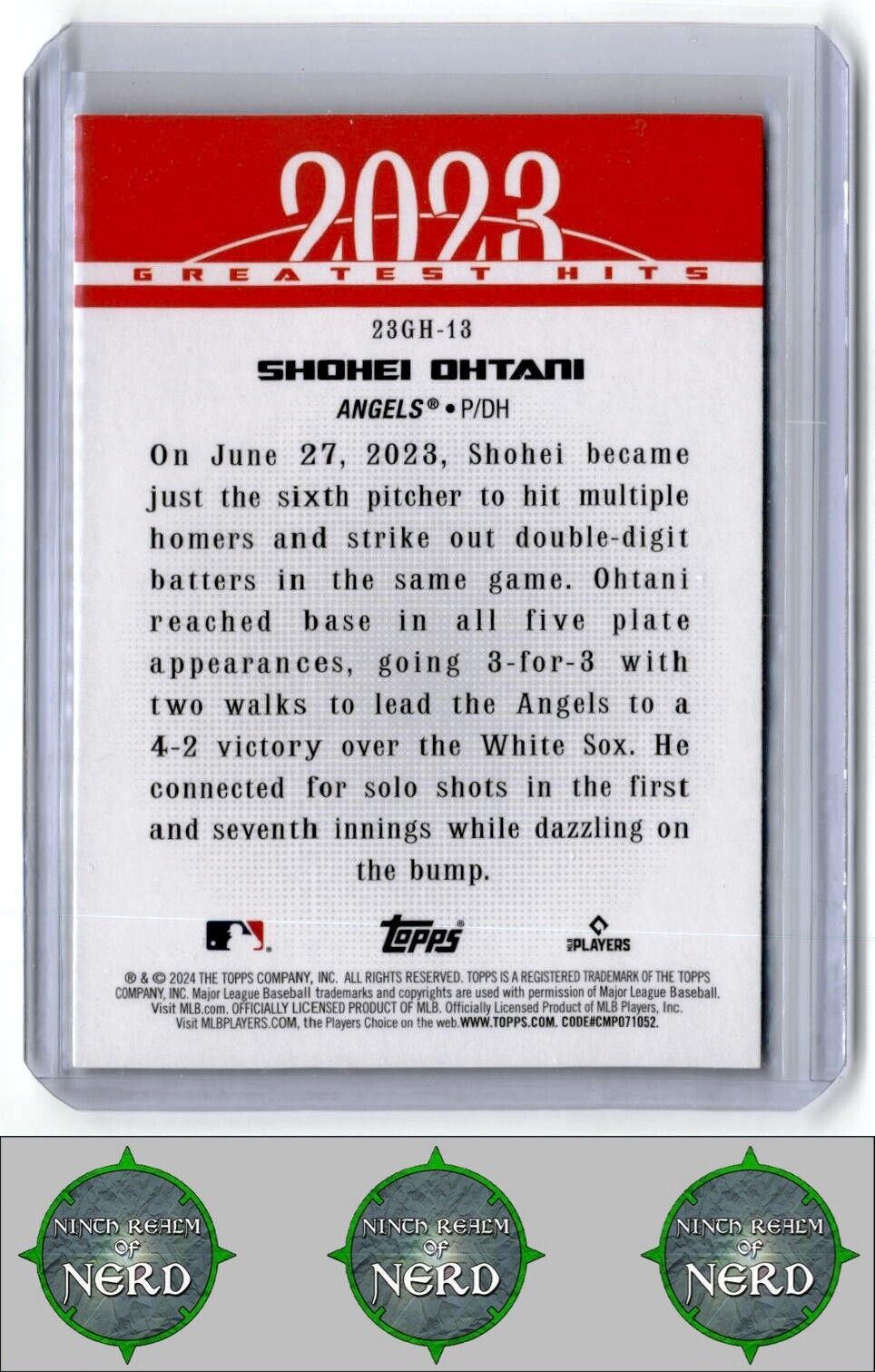 2024 Topps #23GH-13 Shohei Ohtani 2023 Greatest Hits