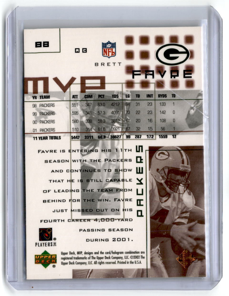 2002 Upper Deck MVP #88 Brett Favre