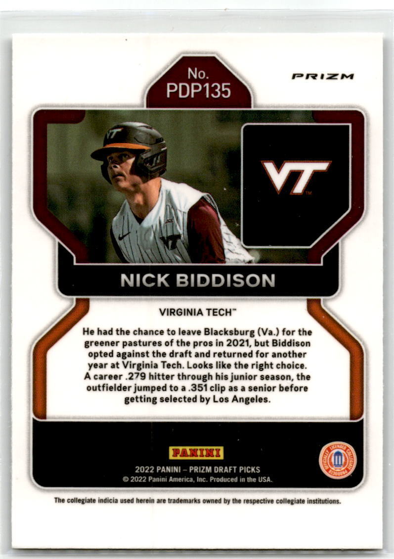 2022 Panini Prizm Draft Picks #PDP135 Nick Biddison NM