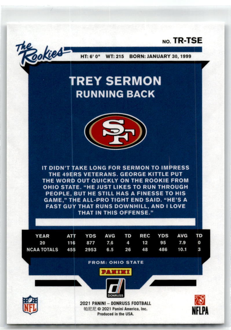 2021 Donruss #TR-TSE Trey Sermon The Rookies NM