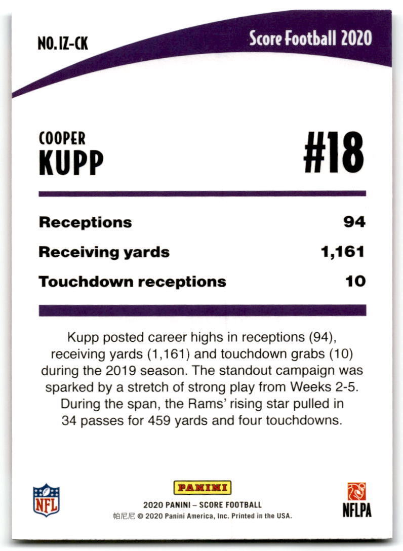 2020 Score #IZ-CK Cooper Kupp In the Zone Gold NM