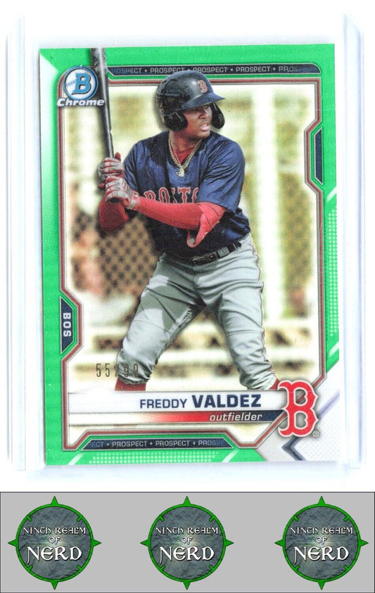 2021 Bowman Draft #BDC-96 Freddy Valdez Chrome Green Refractor #/99