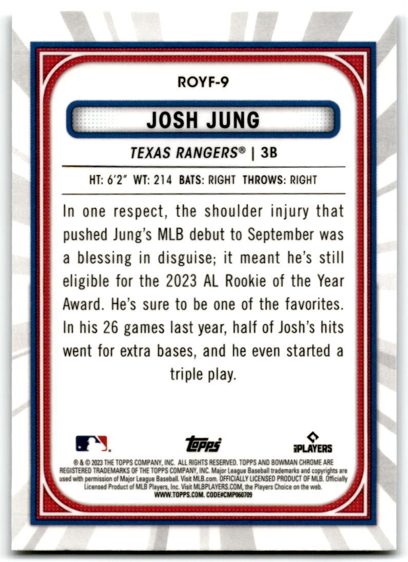 2023 Bowman #ROYF-9 Josh Jung Rookie of the Year Favorites NM