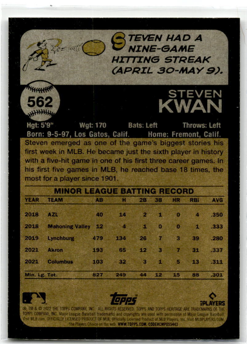 2022 Topps Heritage #562 Steven Kwan NM