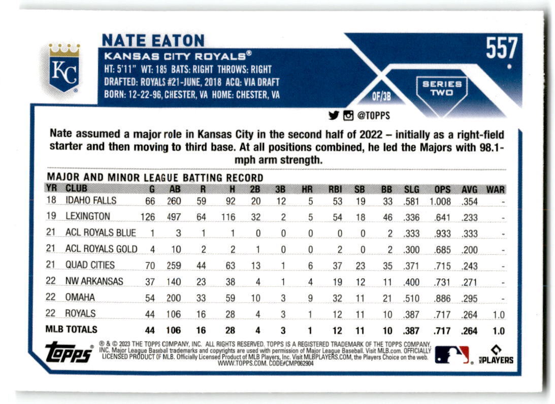 2023 Topps #557 Nate Eaton NM