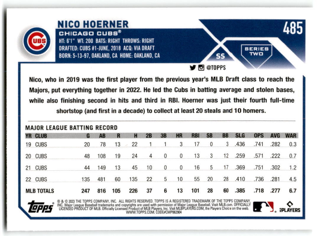 2023 Topps #485 Nico Hoerner NM