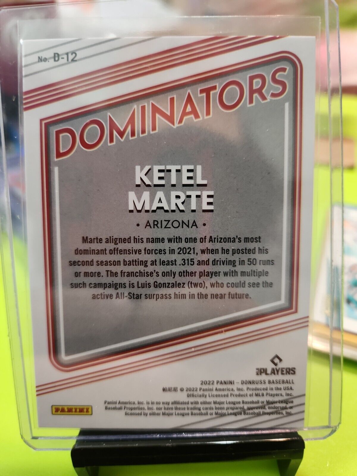 Ketel Marte SP 2022 Donruss Dominators Rapture #D-12 | Arizona Diamondbacks