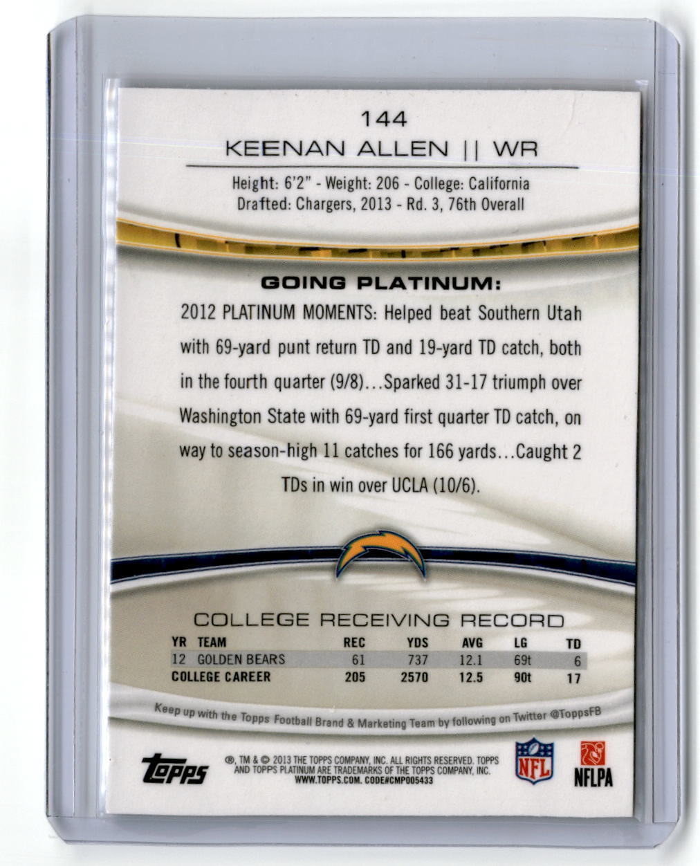 2013 Topps Platinum #144 Keenan Allen