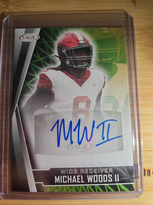 2022 Sage High Series Football Base Auto Red #A-MW2 Michael Woods - Oklahoma