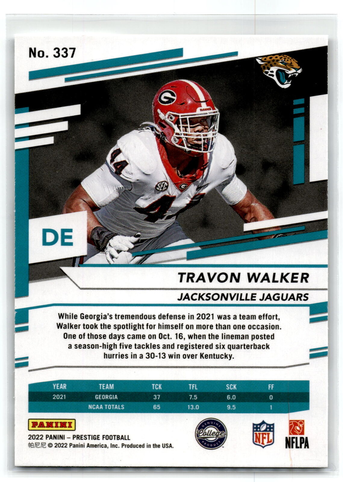 2022 Panini Prestige #337 Travon Walker NM