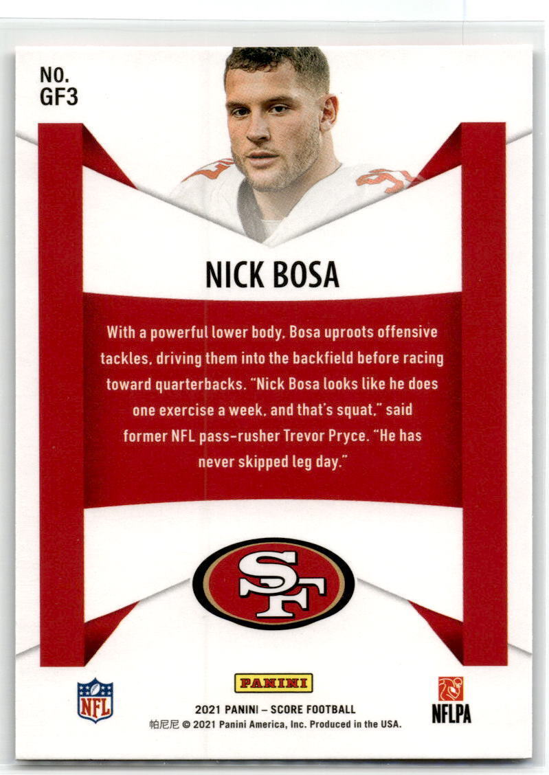 2021 Score #GF3 Nick Bosa Game Face NM