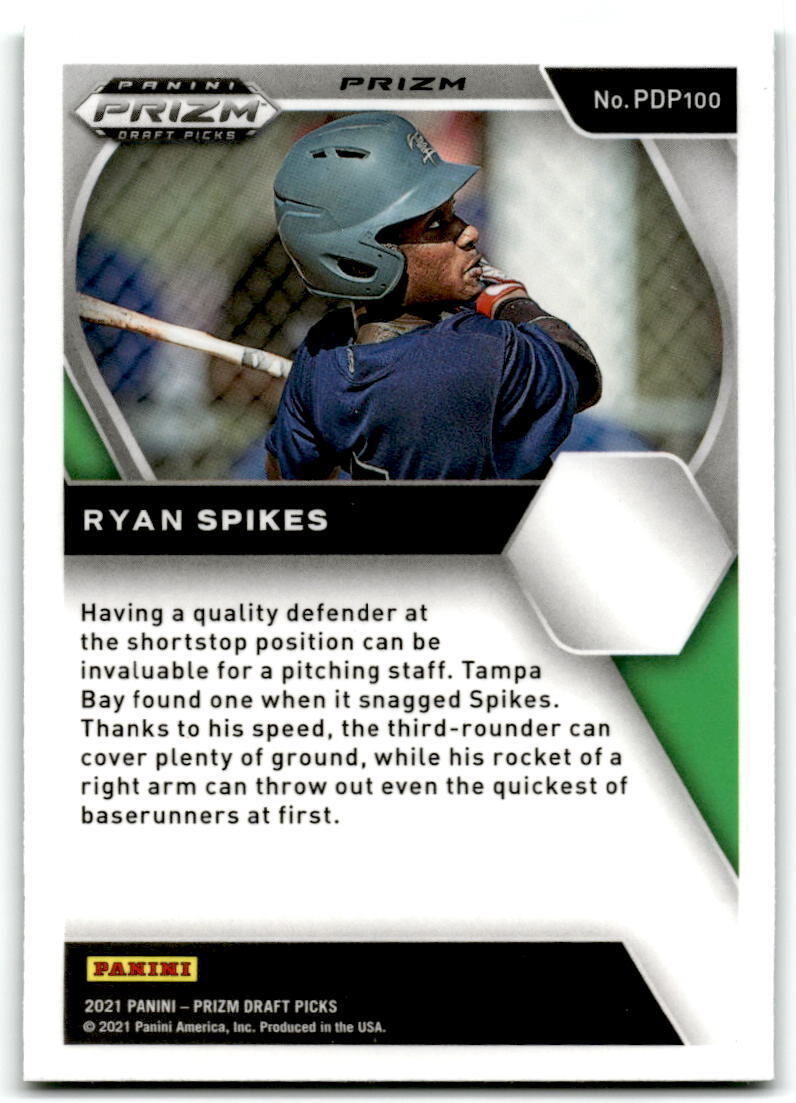 2021 Panini Prizm Draft Picks #PDP100 Ryan Spikes Green Pulsar Prizm NM