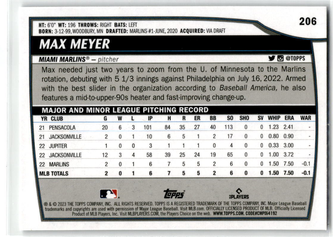 2023 Topps Big League #206 Max Meyer NM