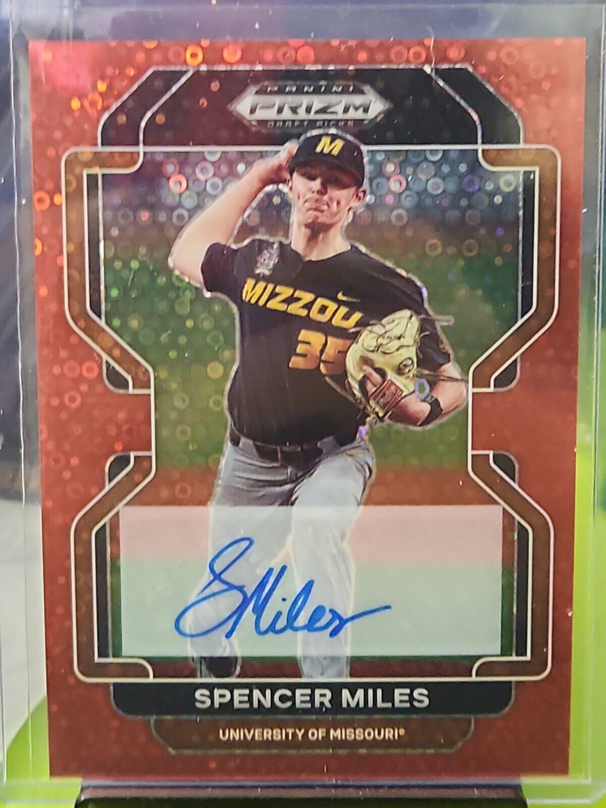 2022 Panini Prizm Draft Picks Spencer Miles Red Disco Prizm Card #'d /99