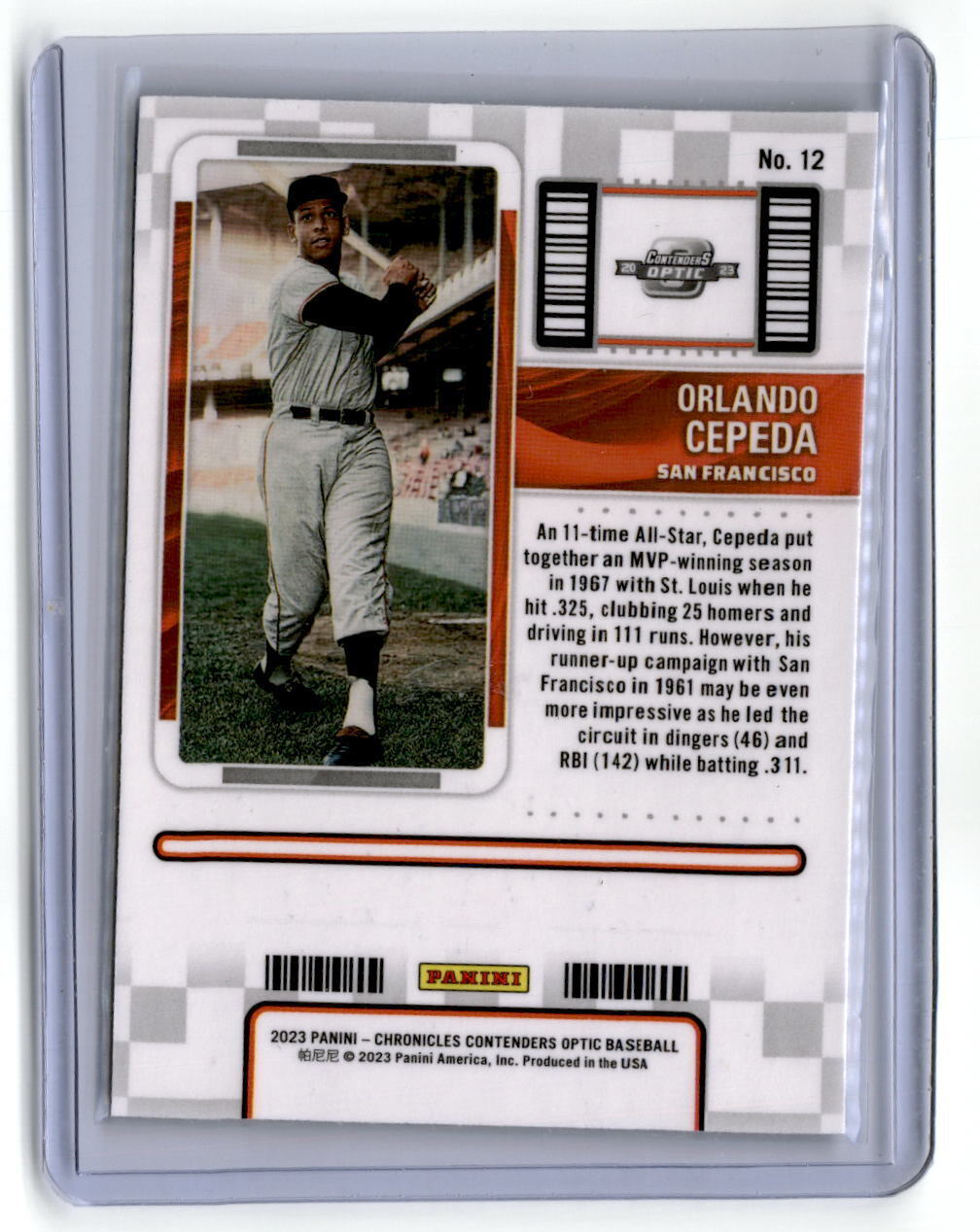 2023 Panini Chronicles #12 Orlando Cepeda Contenders Optic