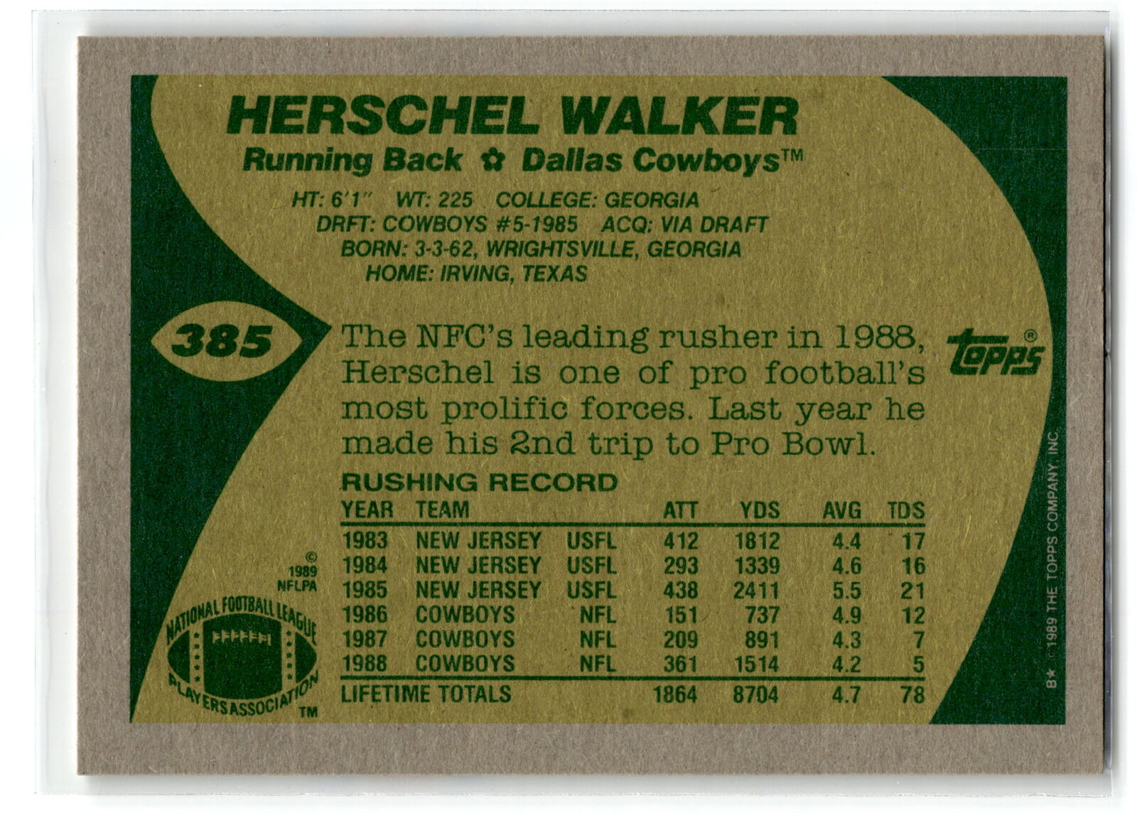 1989 Topps #385 Herschel Walker NM