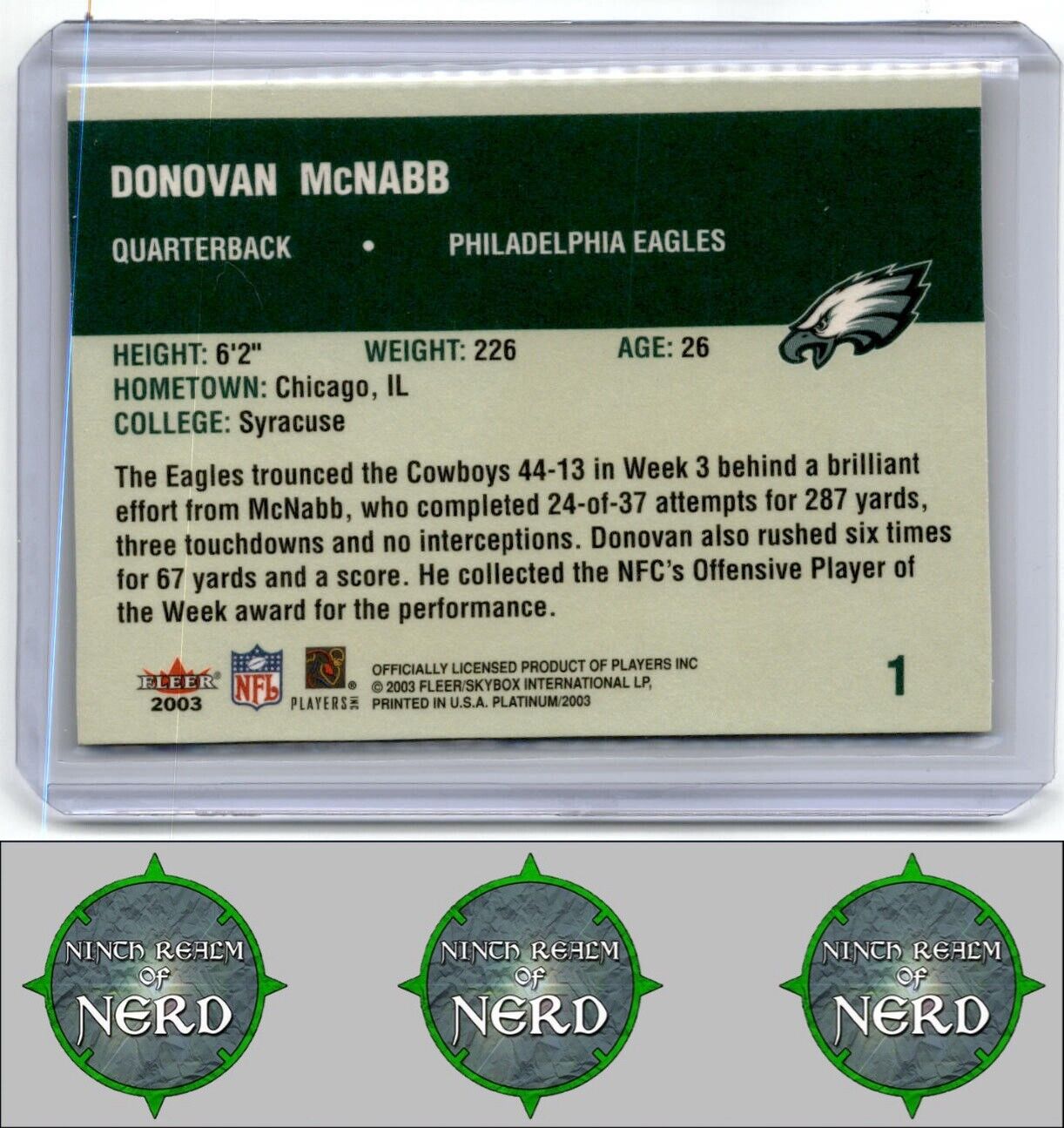 2003 Fleer Platinum #1 Donovan McNabb