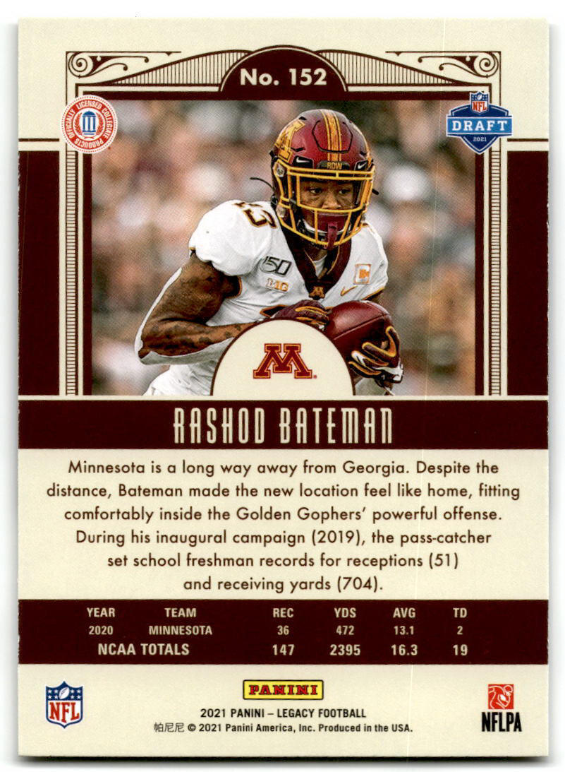 2021 Panini Legacy #152 Rashod Bateman NM