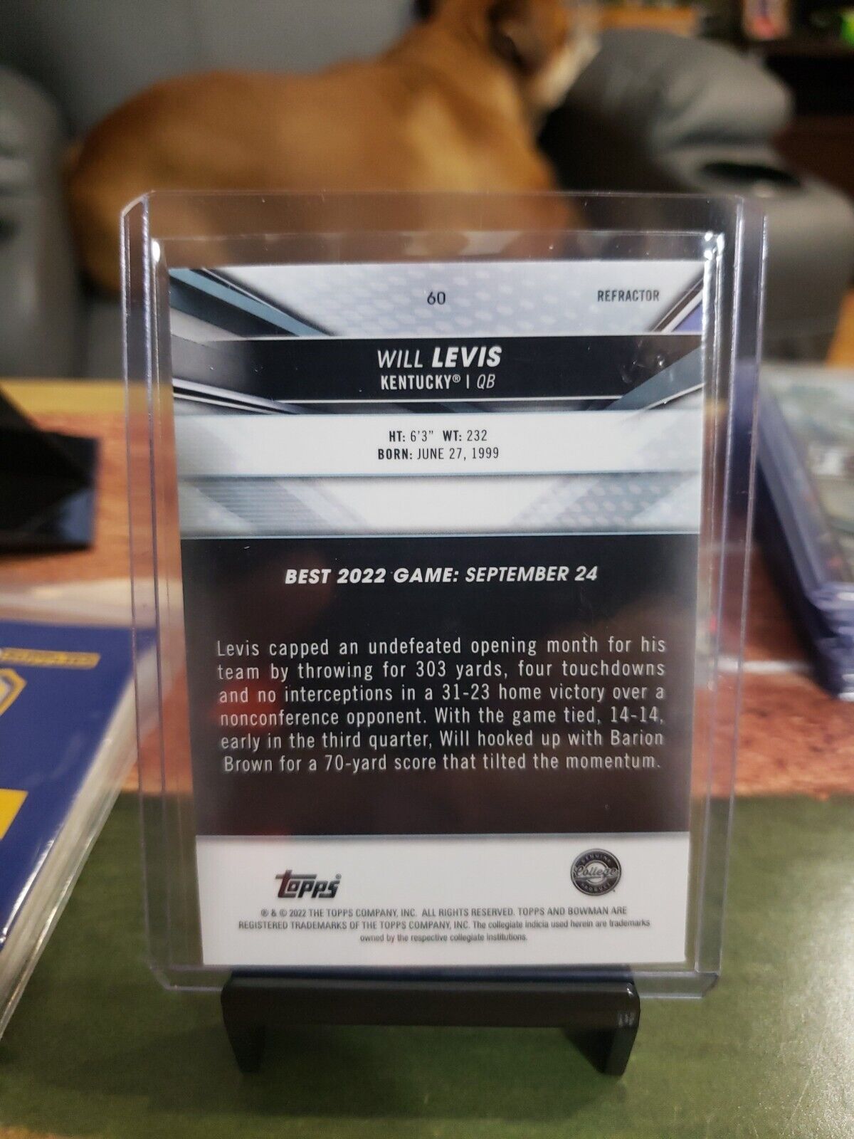 2022/2023 Bowman's Best University U - REFRACTOR - WILL LEVIS - KENTUCKY RC #60