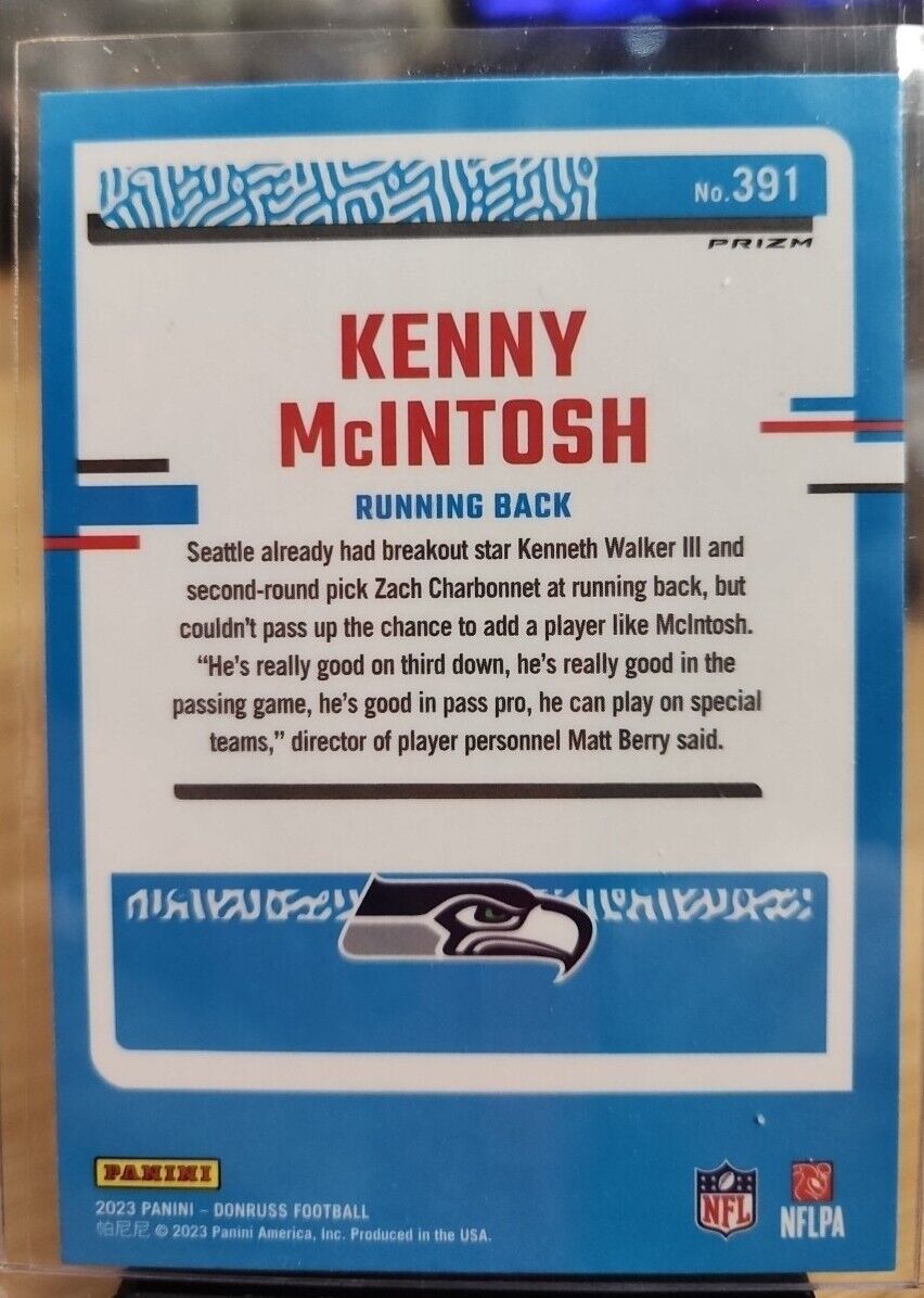 2023 Donruss Kenny McIntosh Rated Rookie Optic Preview Red Wave Prizm Seahawks