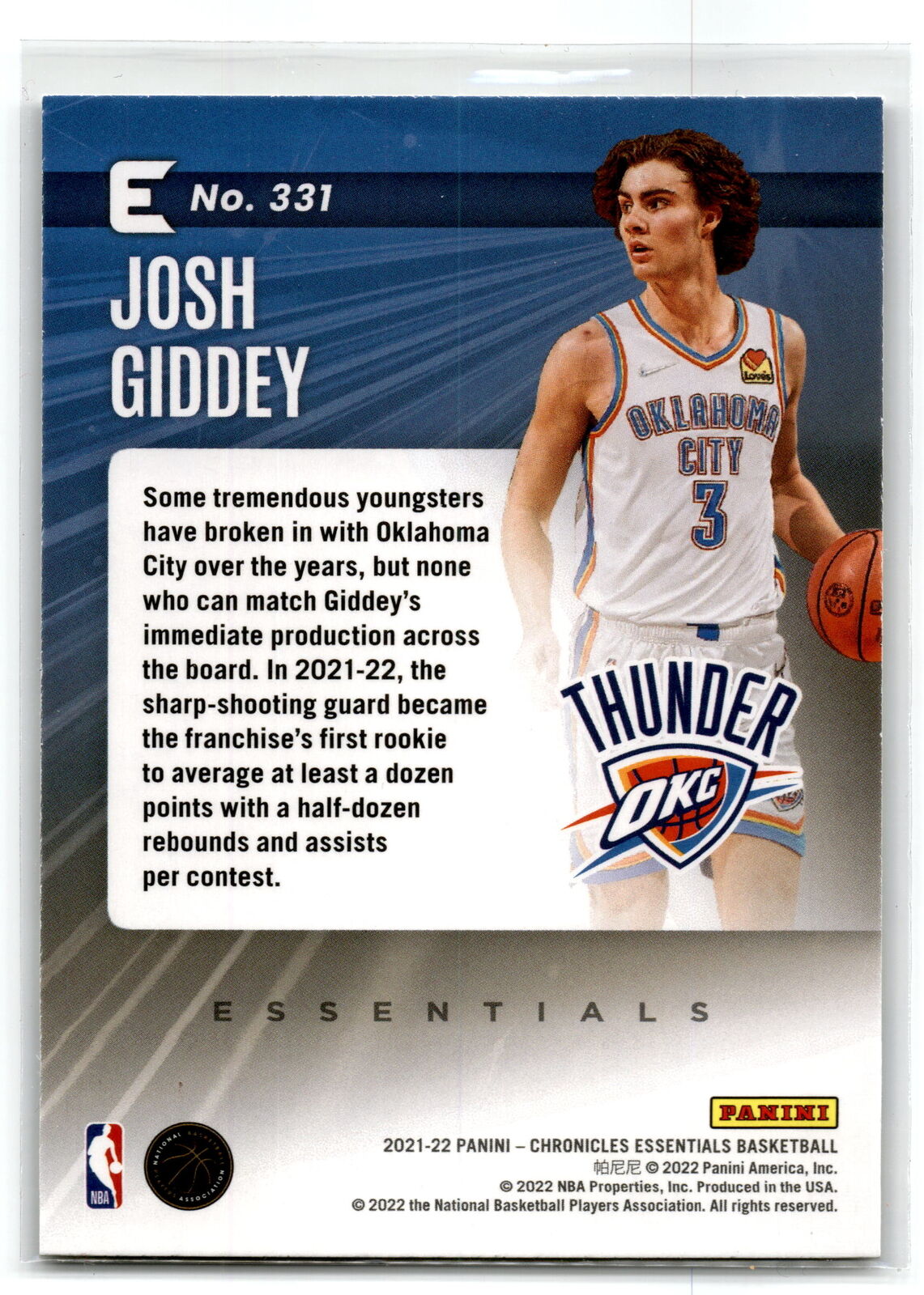 2021 Panini Chronicles #331 Josh Giddey NM