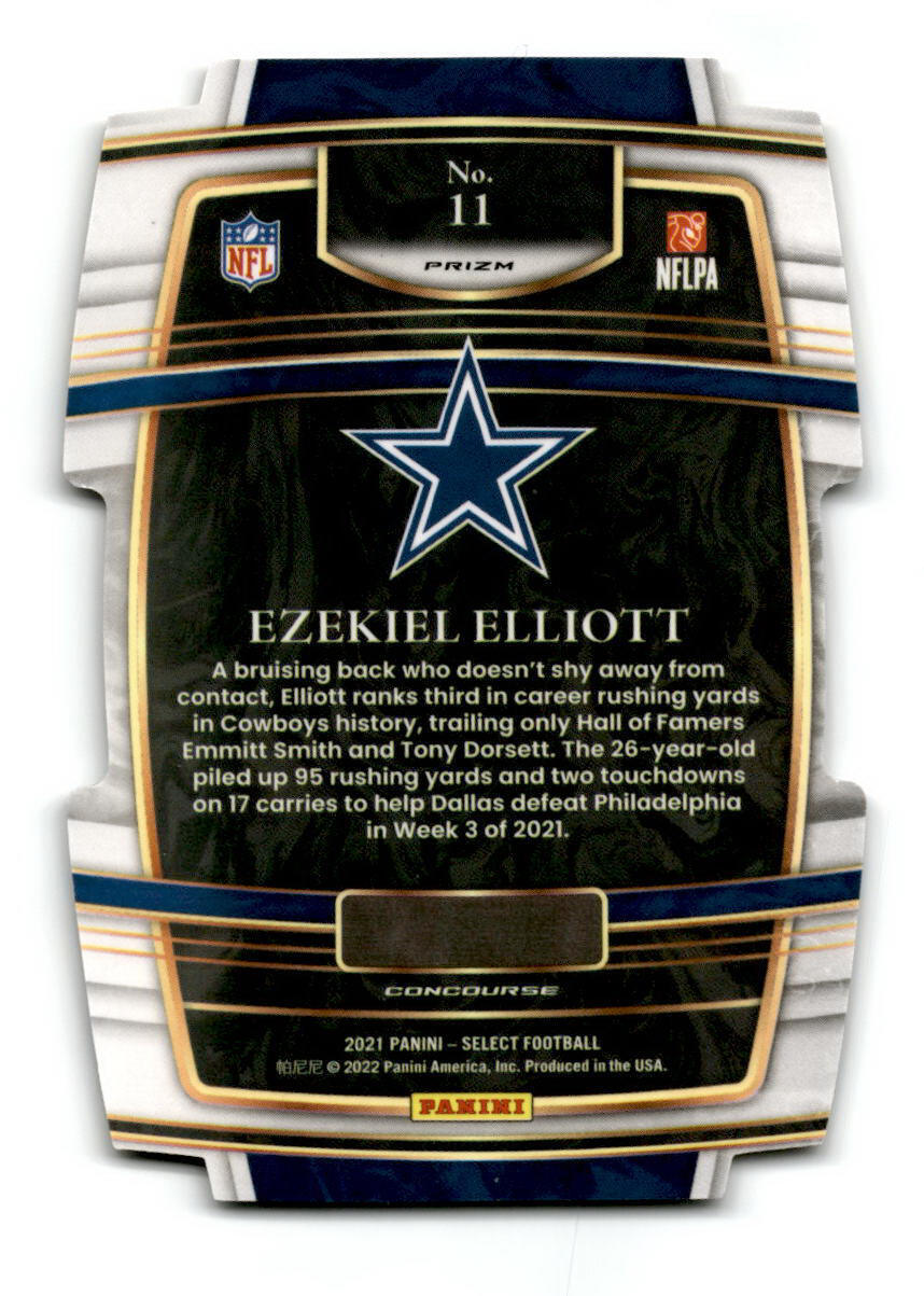 2021 Panini Select #11 Ezekiel Elliott Green and Yellow Prizm Die Cut NM