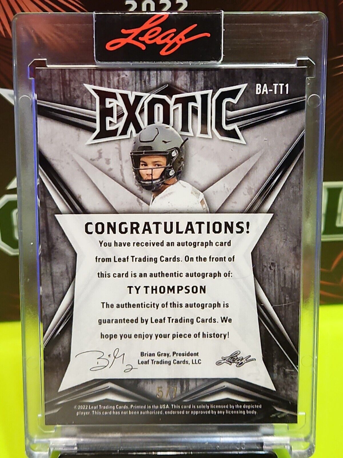 2022 leaf exotic football ty Thompson /7