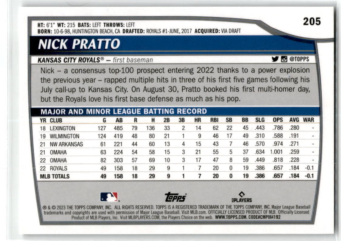 2023 Topps Big League #205 Nick Pratto Electric Orange NM