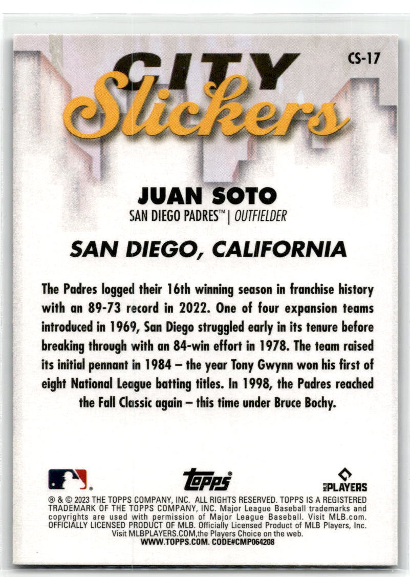 2023 Topps Big League #CS-17 Juan Soto City Slickers NM