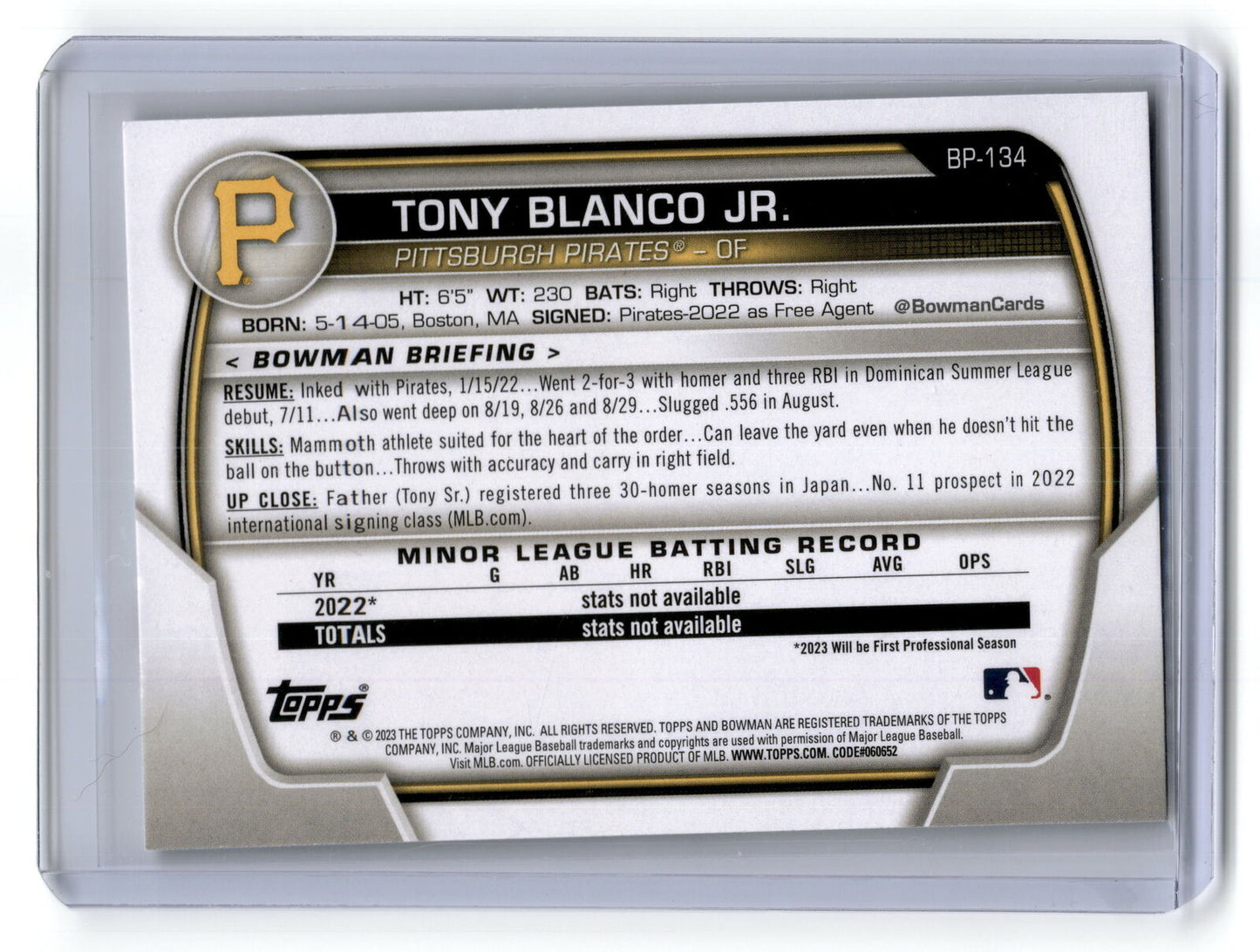 2023 Bowman #BP-134 Tony Blanco Jr. Prospects NM