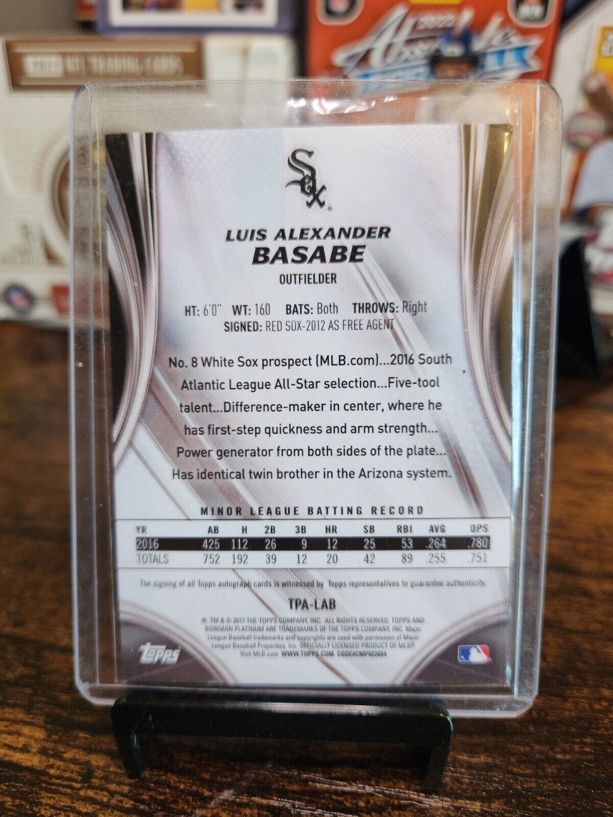 2017 Bowman Platinum Luis Alexander Basabe Top Prospect Auto #LAB White Sox N178