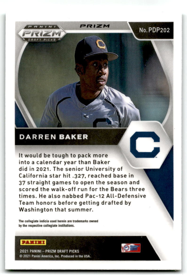 2021 Panini Prizm Draft Picks #PDP202 Darren Baker Green Pulsar Prizm NM