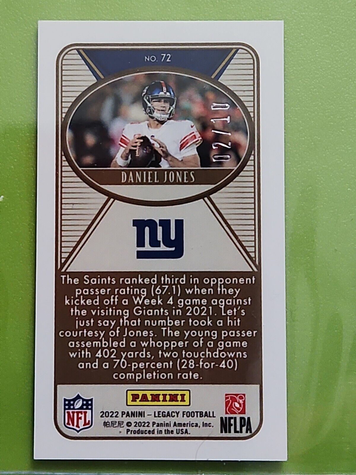 2022 legacy Daniel JONES MINI PURPLE SPARKLE /10