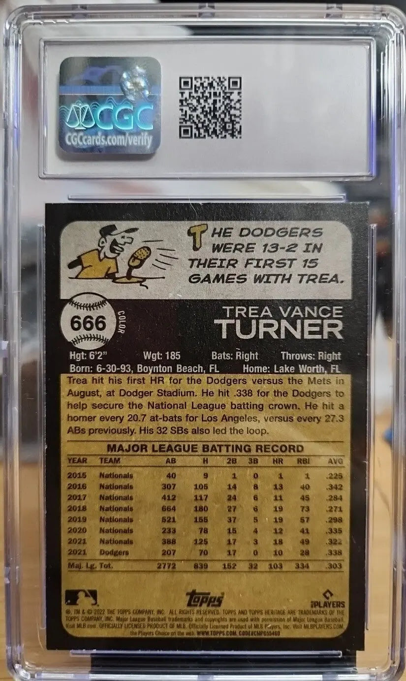 2022 Topps Heritage MLB Trea Turner Baseball Card #666 Los Angeles Dodgers