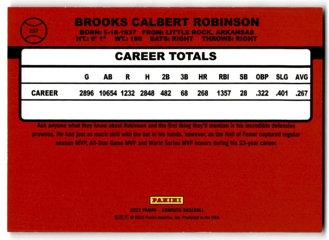 2023 Donruss #257 Brooks Robinson One Hundred NM