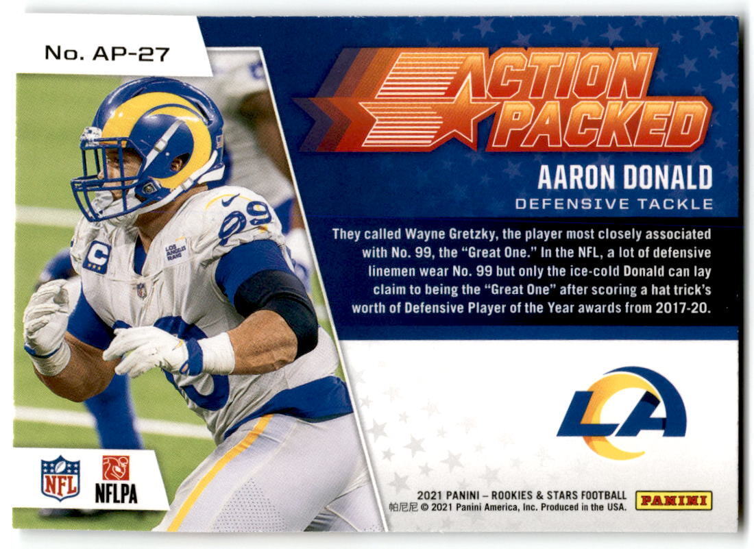 2021 Panini Rookies & Stars #AP-27 Aaron Donald Action Packed Orange NM