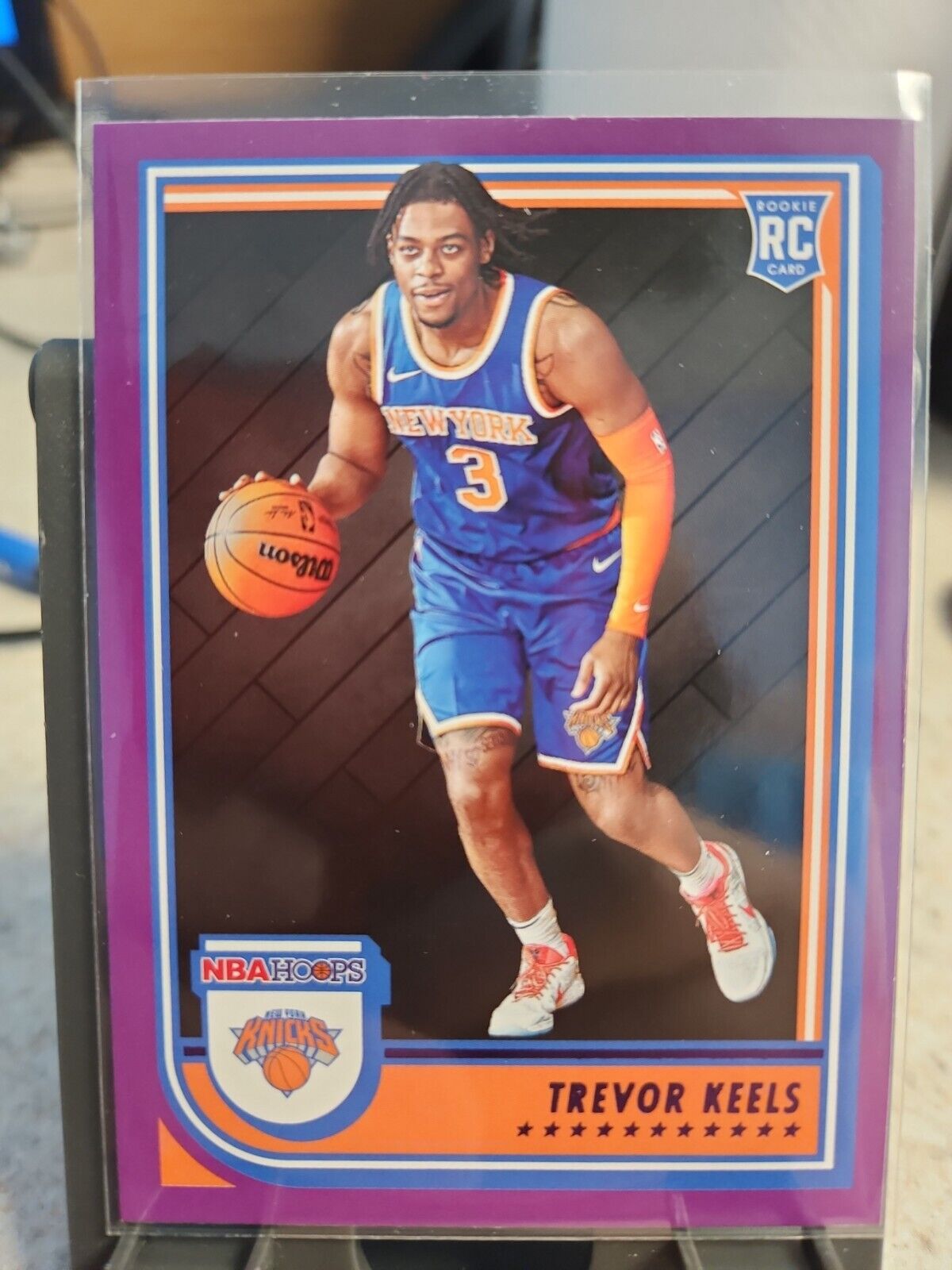 Trevor Keels PURPLE 2022-23 Panini NBA Hoops Rookie Card #267 New York Knicks RC