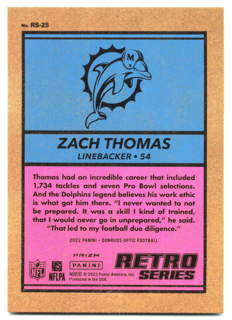 2022 Donruss Optic #RS-25 Zach Thomas pink NM