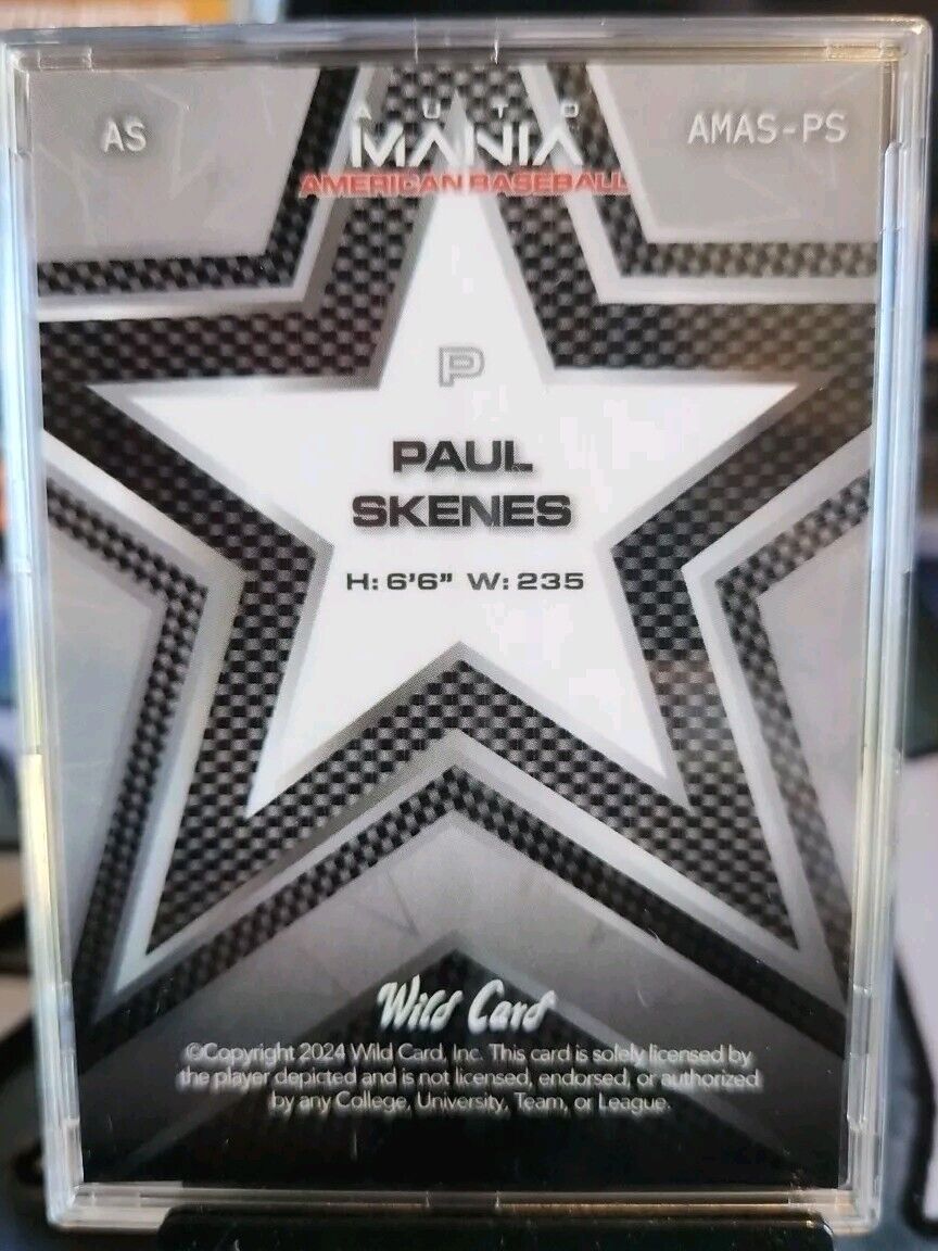 PAUL SKENES 2024 Wild Card Auto Mania National Exclusive All Star Rookie /15