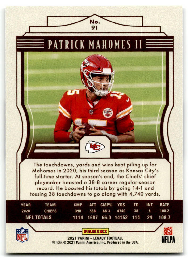 2021 Panini Legacy #91 Patrick Mahomes II NM