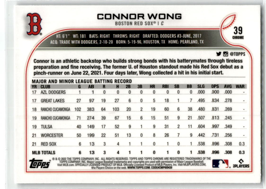 2022 Topps Chrome #39 Connor Wong NM