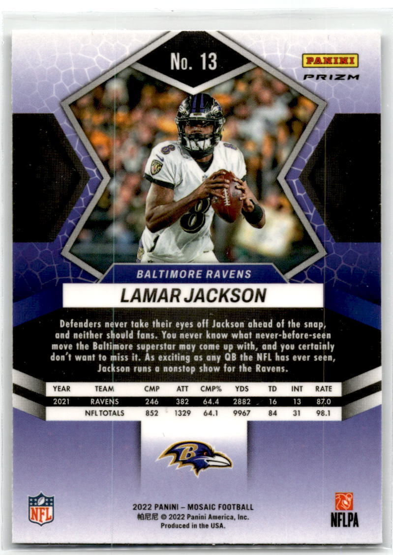 2022 Panini Mosaic #13 Lamar Jackson Silver NM