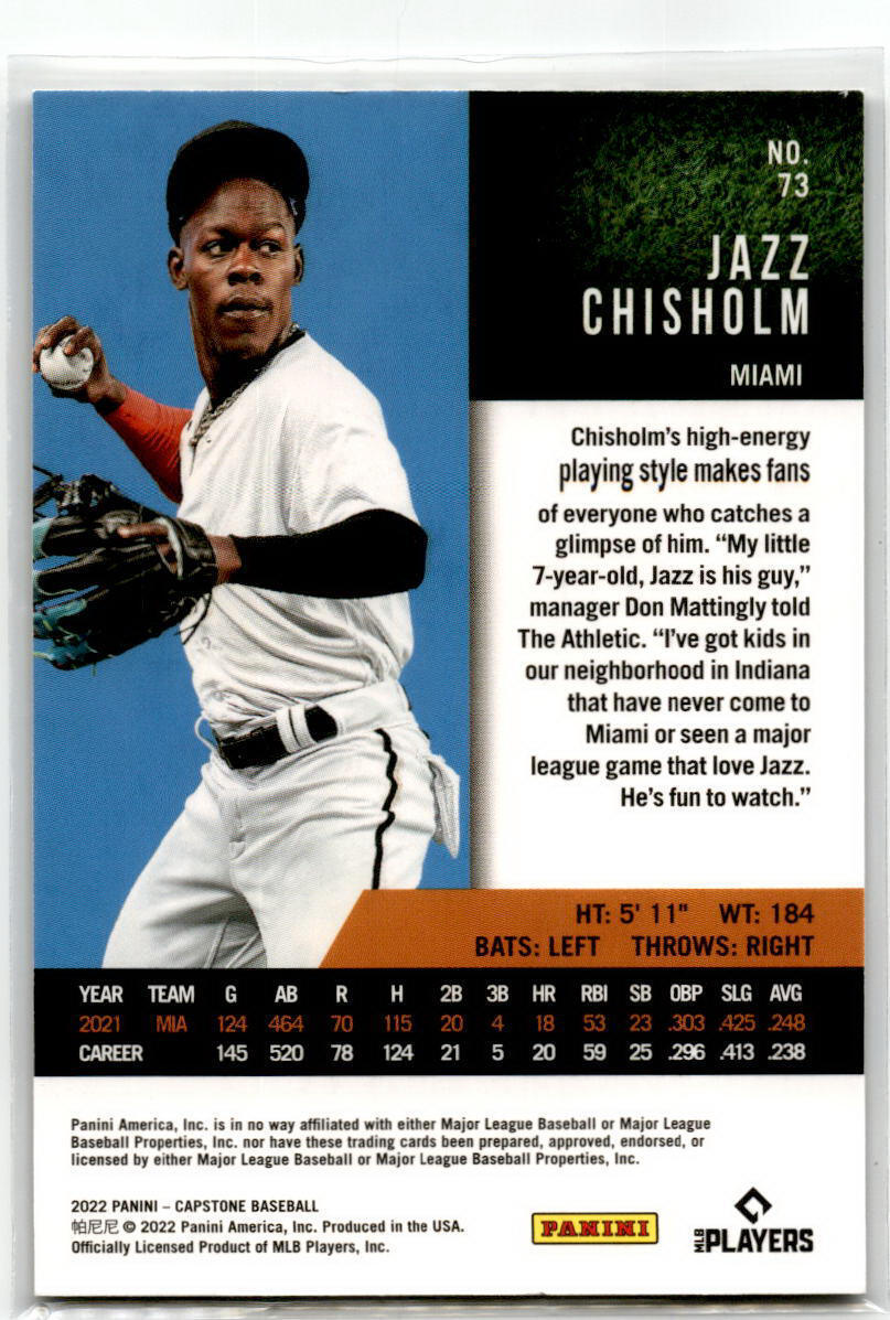 2022 Panini Capstone #73 Jazz Chisholm Gold NM